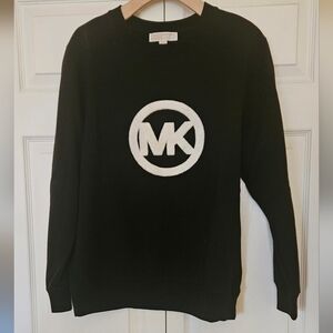 Michael Kors Women's Black and White Logo Crewneck Sweater